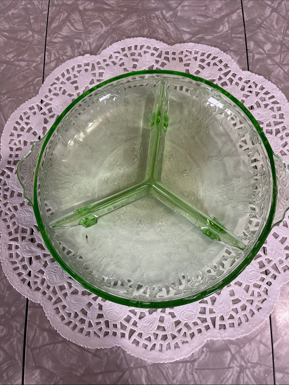 Green Glass Divided Serving Bowl - Home Dining